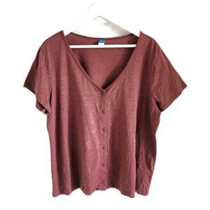 Old Navy brown cotton button front top